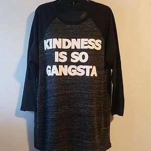 Kindness is so Gangsta baseball sleeve shirt